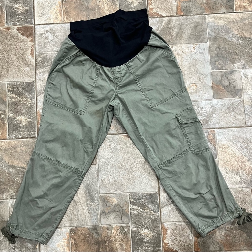 a:glow Maternity Women's Casual Olive Cargo Pants